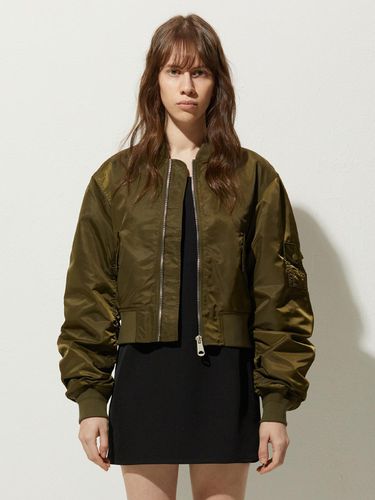 Cropped Bomber Jacket - Khaki - LADYVOLUME - Modalova