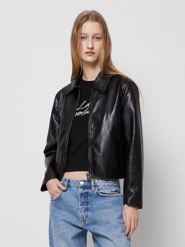 Vegan Leather Single Jacket - Black - LADYVOLUME - Modalova