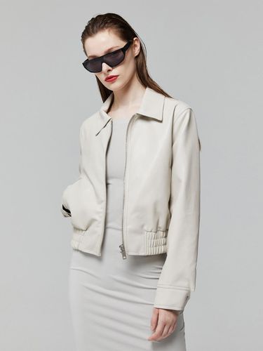 Vegan Leather Jacket - Cream - LADYVOLUME - Modalova