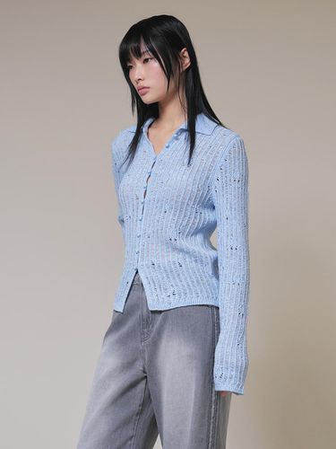 Sailor Collar Knit Cardigan_Sky Blue - RAIVE - Modalova