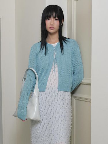 Ribbon Punching Cardigan_Blue - RAIVE - Modalova