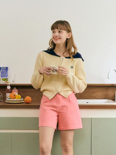 Sailor Knit Zip Up - Cream - margarin fingers - Modalova