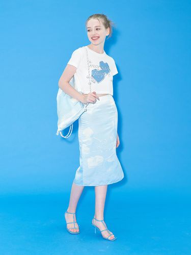 Flower Bitmap Skirt - Blue - margarin fingers - Modalova