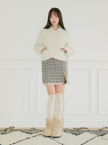 Ribbon Zipper Tweed Skirt - margarin fingers - Modalova