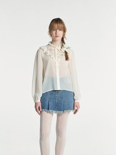 Frill Chiffon Blouse - Cream - margarin fingers - Modalova