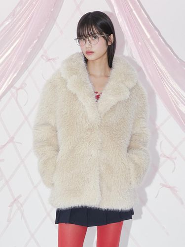 Grace Fur Jacket - Beige - margarin fingers - Modalova