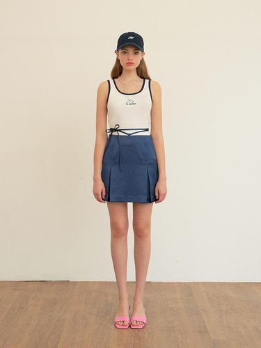 Satin Self String Skirt - Navy - margarin fingers - Modalova