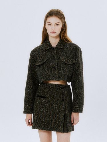 Tweed Button Cropped Jacket - margarin fingers - Modalova