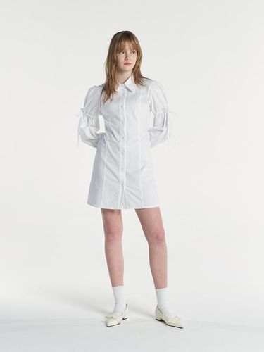 Puff Shirt Dress - White - margarin fingers - Modalova