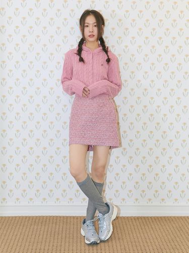 Tweed Low Skirt - Pink - margarin fingers - Modalova