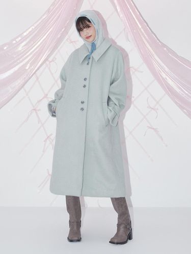 Hairy Wool Long Coat - Mint - margarin fingers - Modalova