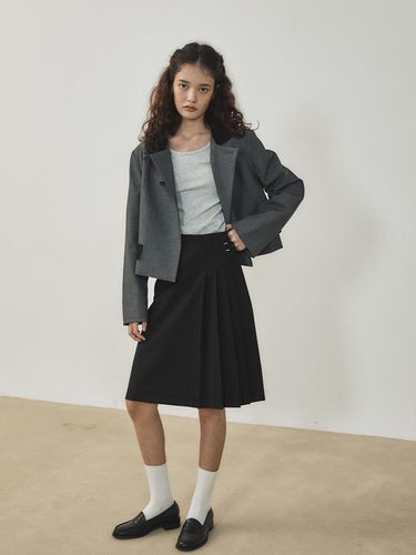 Side Pleats Skirt Black - Tillber - Modalova