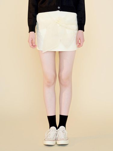 Bow Mini Skirt - Cream - margarin fingers - Modalova