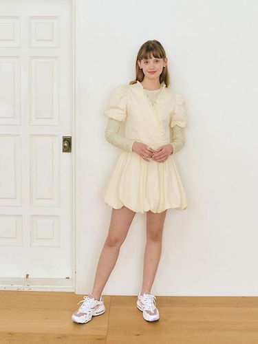 Ballon Mini Dress - Cream - margarin fingers - Modalova