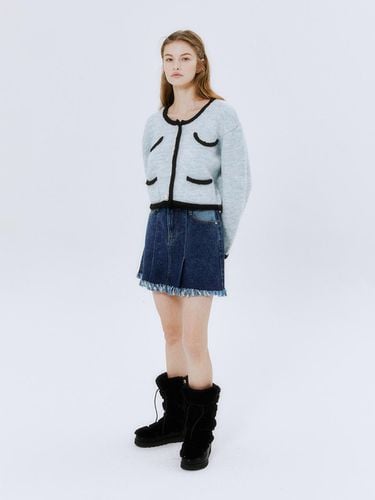 Denim Fringe Skirt - Blue - margarin fingers - Modalova