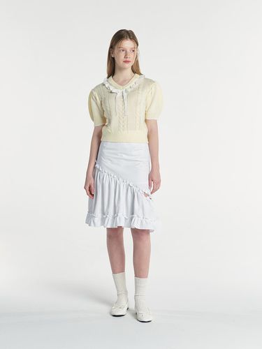 Cut Out Frill Skirt - White - margarin fingers - Modalova