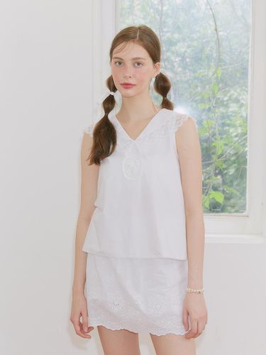 Lace Sailor Blouse - White - margarin fingers - Modalova