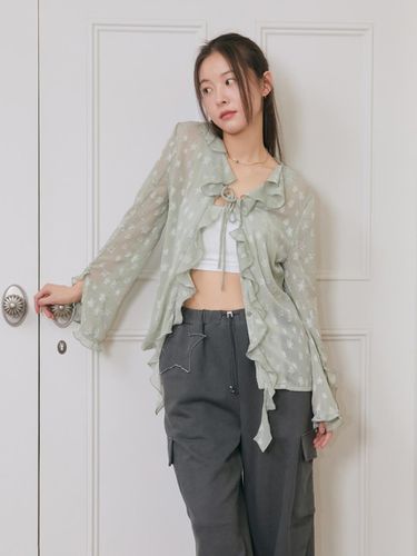 Star Ruffle Blouse - Olive - margarin fingers - Modalova