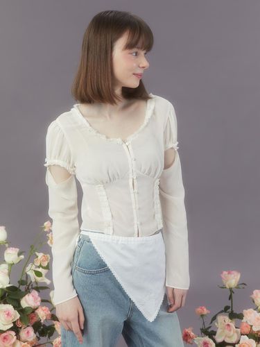 Two Way Chiffon Blouse - Cream - margarin fingers - Modalova