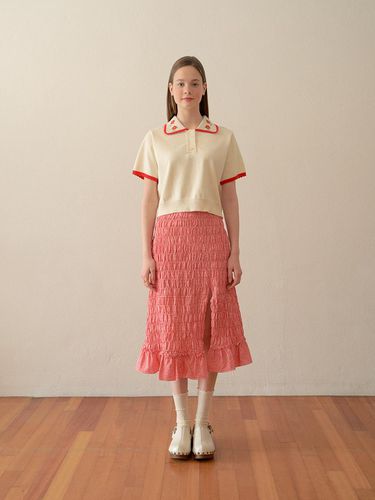 Smocked Long Skirt - Red - margarin fingers - Modalova