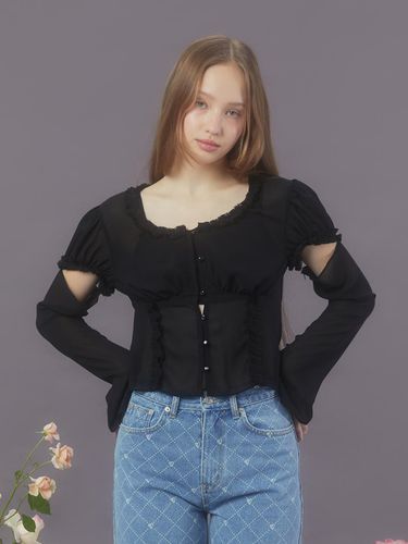 Two Way Chiffon Blouse - Black - margarin fingers - Modalova