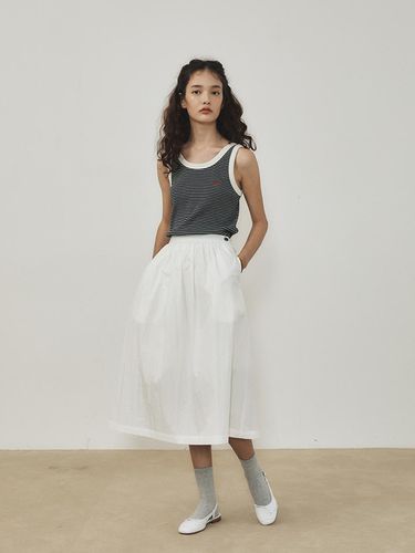 Cotton Flare Skirt White - Tillber - Modalova