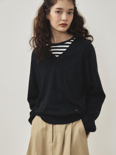 Double V-neck Sweater Navy - Tillber - Modalova