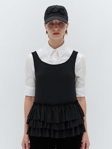 Frill Sleeveless Top _ Black - Burmula - Modalova