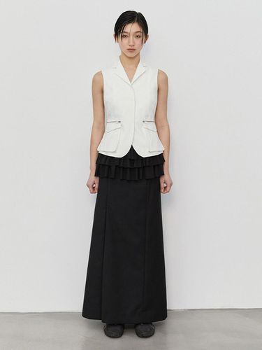 Side Pleats Maxi Skirt - Black - Burmula - Modalova