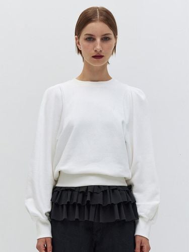 Balloon Sleeve Sweatshirt _ White - Burmula - Modalova