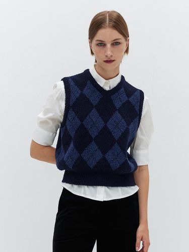 Argyle Knit Vest _ Navy - Burmula - Modalova