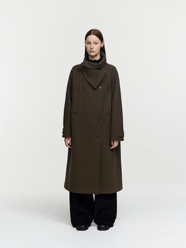 Cashmere High Neck Coat _ Khaki - Burmula - Modalova