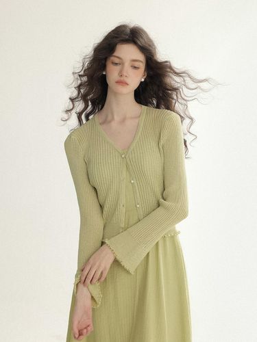 Pearl Point Knit Cardigan (Green) - Sincethen - Modalova