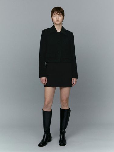 Wool Tweed Skirt - Black - Burmula - Modalova