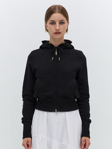 Crop Hoodie Zip Up _ Black - Burmula - Modalova