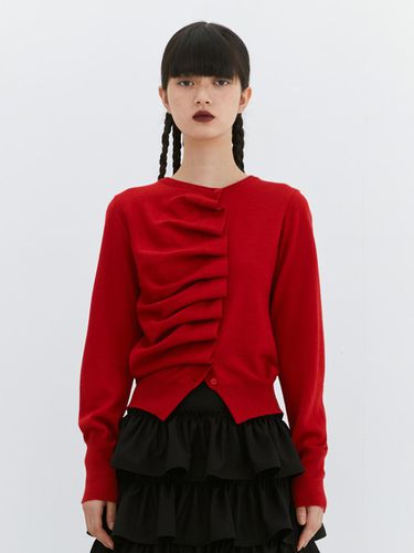 Ovlique Knit Cardigan _ Red - Burmula - Modalova