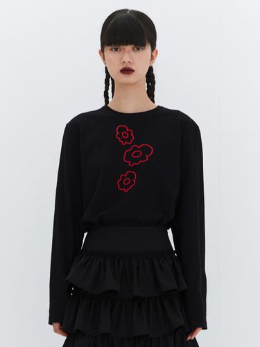 Flower Long Sleeve Top _ Black - Burmula - Modalova