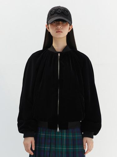 Velvet Bomber Jacket - Black - Burmula - Modalova