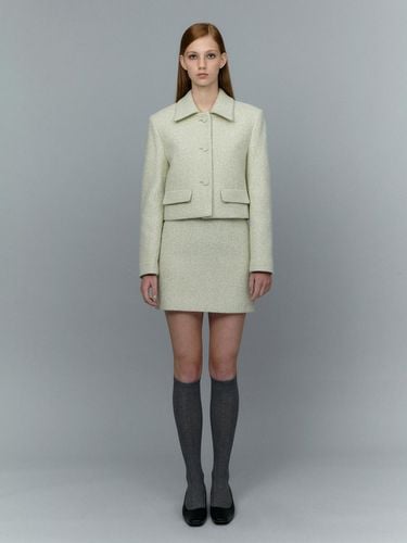 Wool Tweed Skirt - Green - Burmula - Modalova