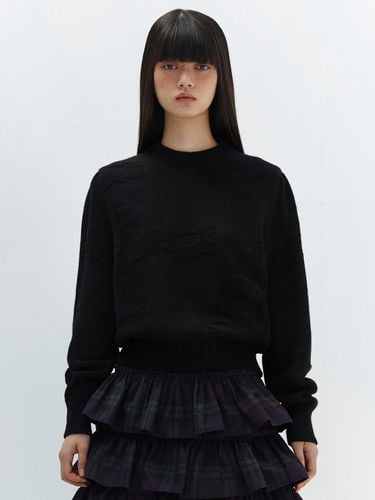 Flower Puff Sleeve Knit _ Black - Burmula - Modalova