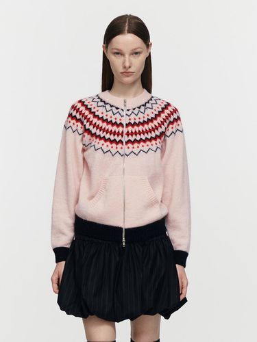 Nordic Zip Up Cardigan (Pink) - Burmula - Modalova