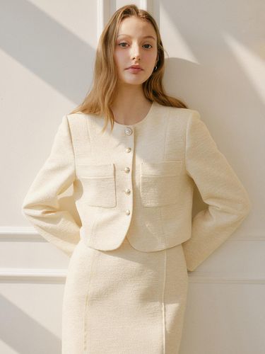 Moss Tweed Crop Jacket_2 Colors - LOOKAST - Modalova