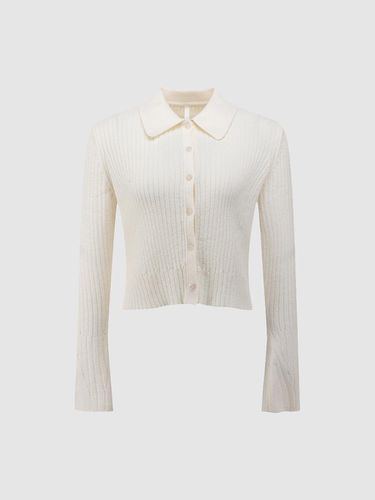 Knit Shirt Collar Cardigan - comgen - Modalova