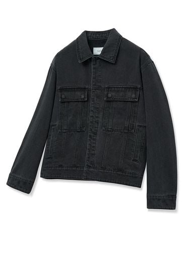 Washed Denim Trucker Jacket (Black) - TNGT - Modalova