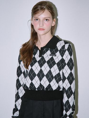 Argyle Pattern Collared T-shirt - Rosefrantz - Modalova