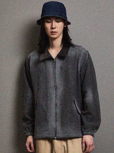 Vintage Washing Wool Half Zip Up Jacket_Charcoal - FFEFF STUDIO - Modalova