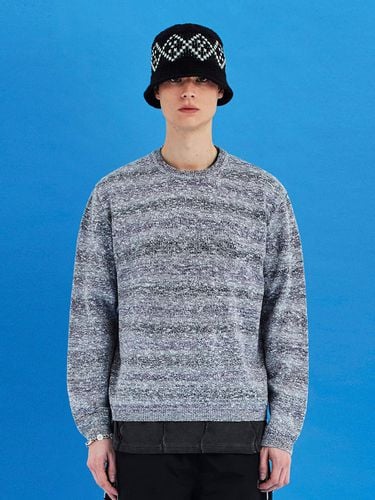 Flower Gradient Stripe Knit Sweater_Grey - UNALLOYED - Modalova