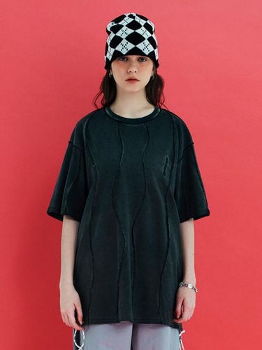 Dyed Wave Overlock T-shirt_Charcoal - UNALLOYED - Modalova