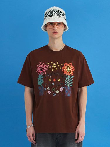 Flower Argyle T-shirt_Brown - UNALLOYED - Modalova