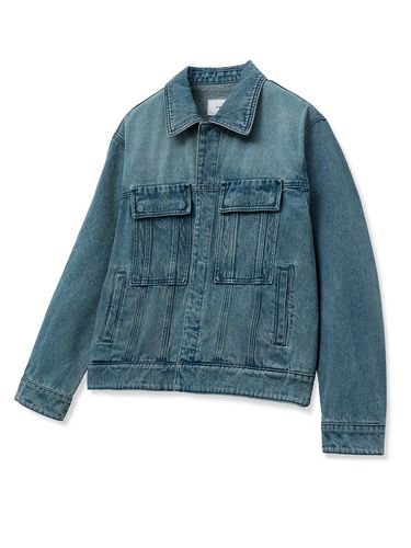 Washed Denim Trucker Jacket (Blue) - TNGT - Modalova